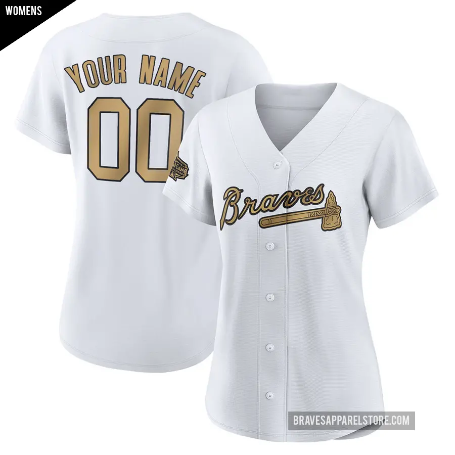Women's Atlanta Braves ＃00 Custom Game White Authentic 2022 All-Star Jersey