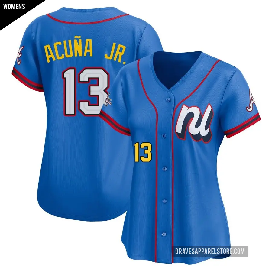 Women's Atlanta Braves ＃13 Ronald Acuna Jr. Limited Blue National League 2025 All-Star Edition Jersey