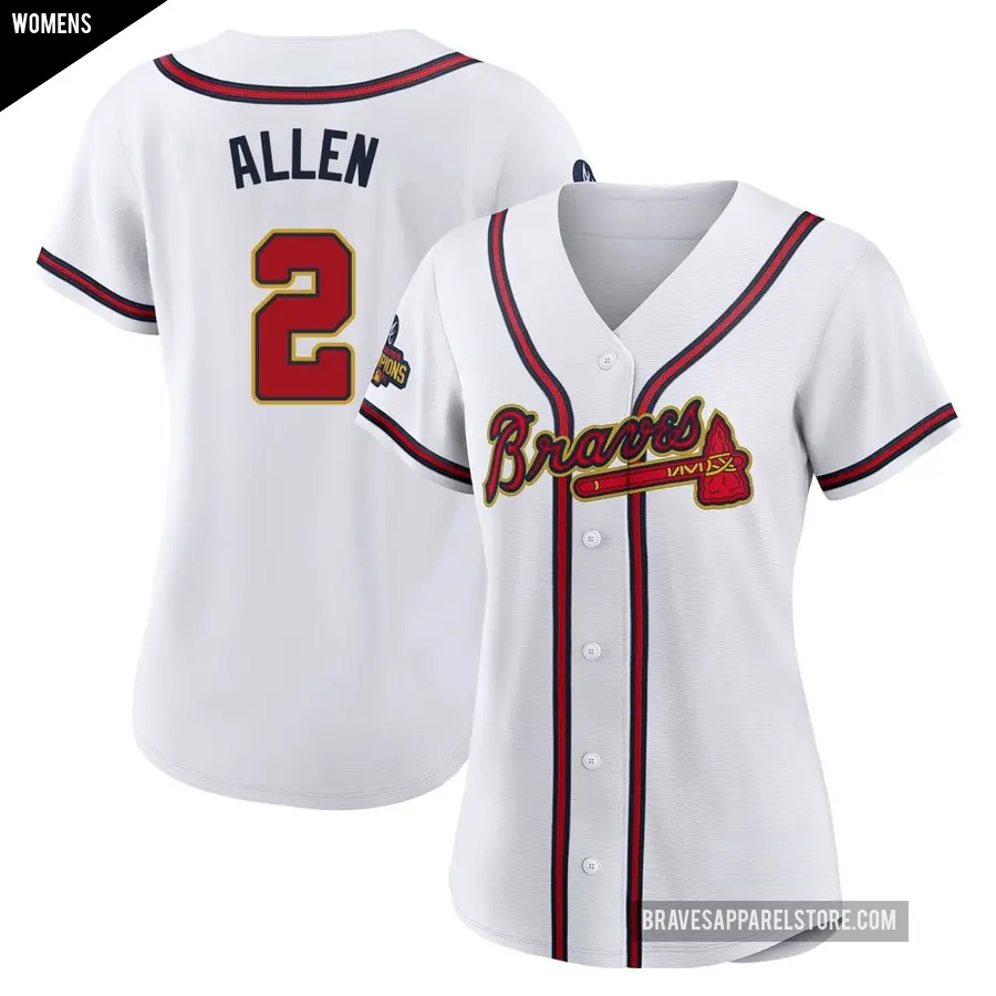 Women&#039;s Atlanta Braves &#65283;2 Nick Allen Authentic Gold White 2022 Program Jersey