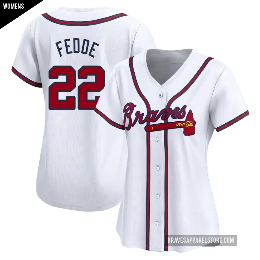 Women's Atlanta Braves ＃22 Erick Fedde Limited White Home Jersey