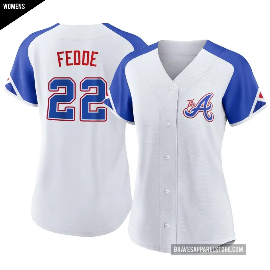 Women's Atlanta Braves ＃22 Erick Fedde Replica White 2023 City Connect Jersey