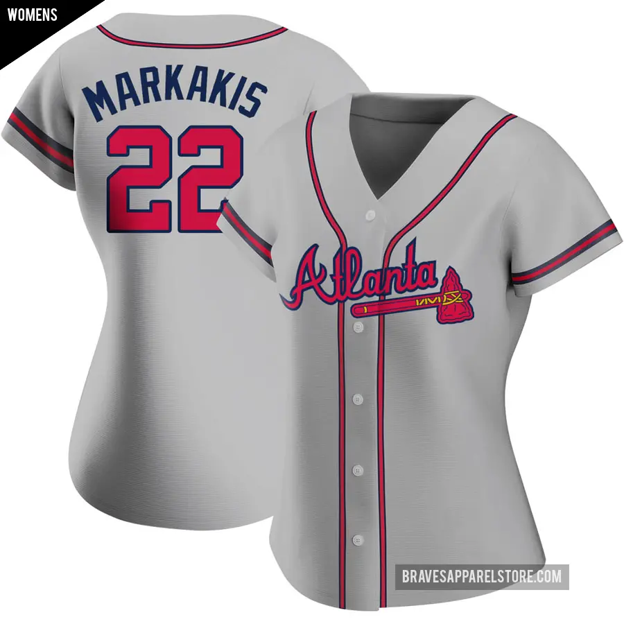 Women's Atlanta Braves ＃22 Nick Markakis Authentic Gray Road Jersey