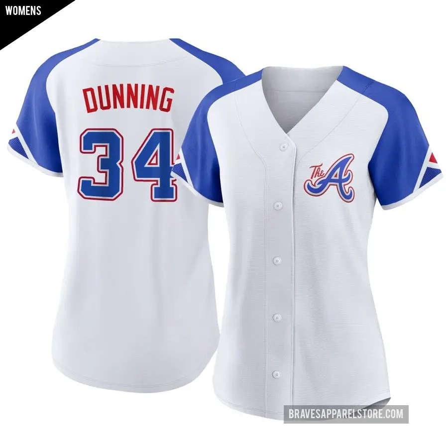 Women's Atlanta Braves ＃34 Dane Dunning Authentic White 2023 City Connect Jersey