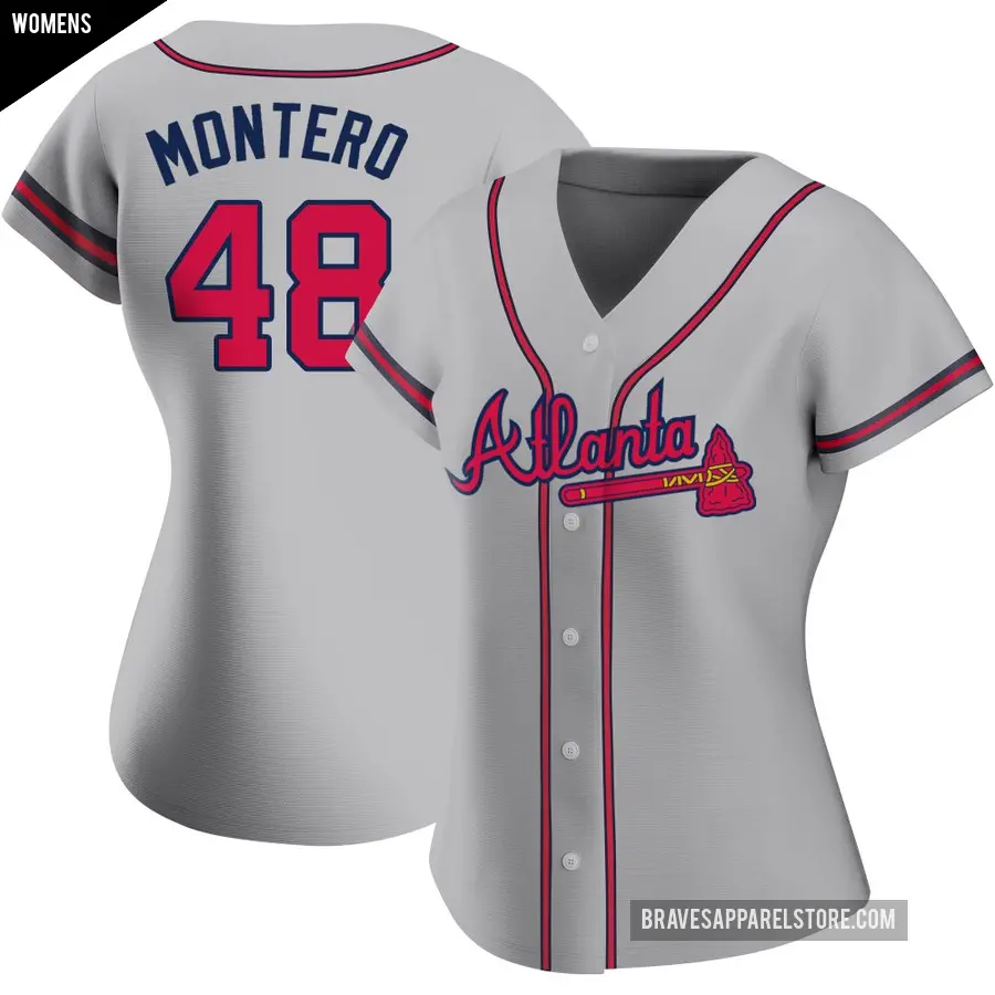 Women's Atlanta Braves ＃48 Rafael Montero Authentic Gray Road Jersey