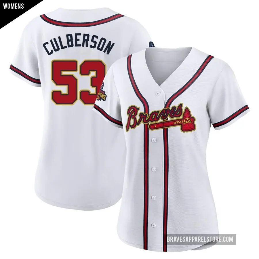 Women's Atlanta Braves ＃53 Charlie Culberson Authentic Gold White 2022 Program Jersey