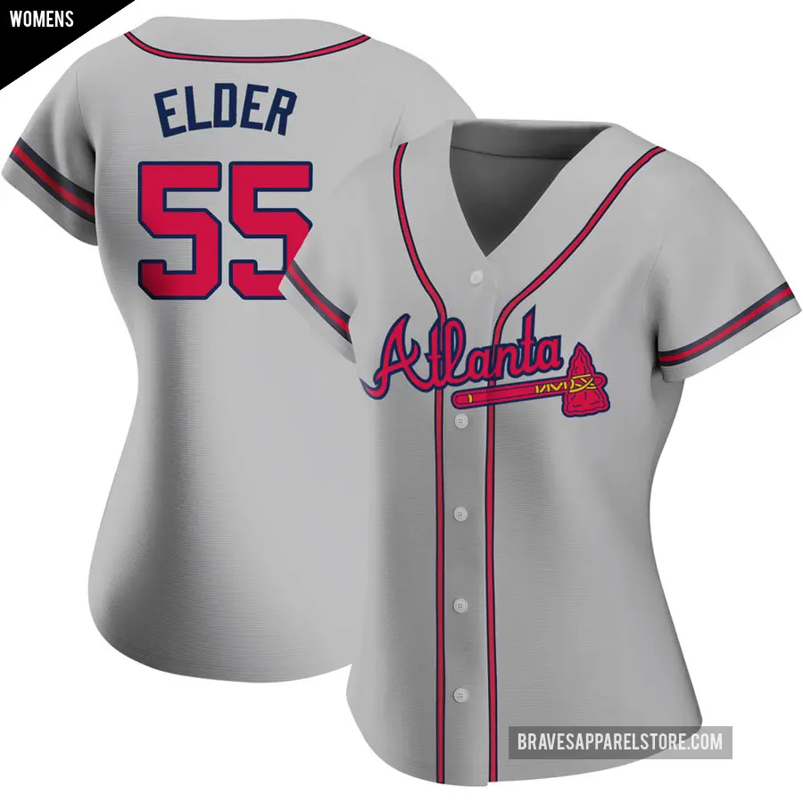 Women&#039;s Atlanta Braves &#65283;55 Bryce Elder Authentic Gray Road Jersey