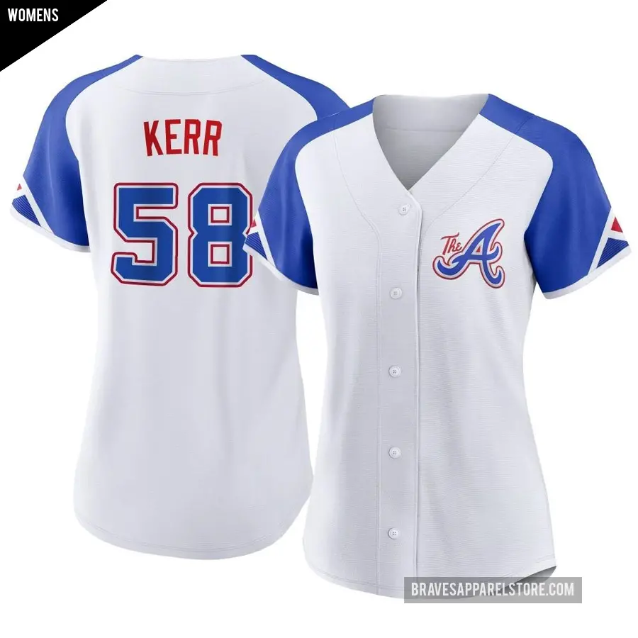 Women's Atlanta Braves ＃58 Ray Kerr Replica White 2023 City Connect Jersey