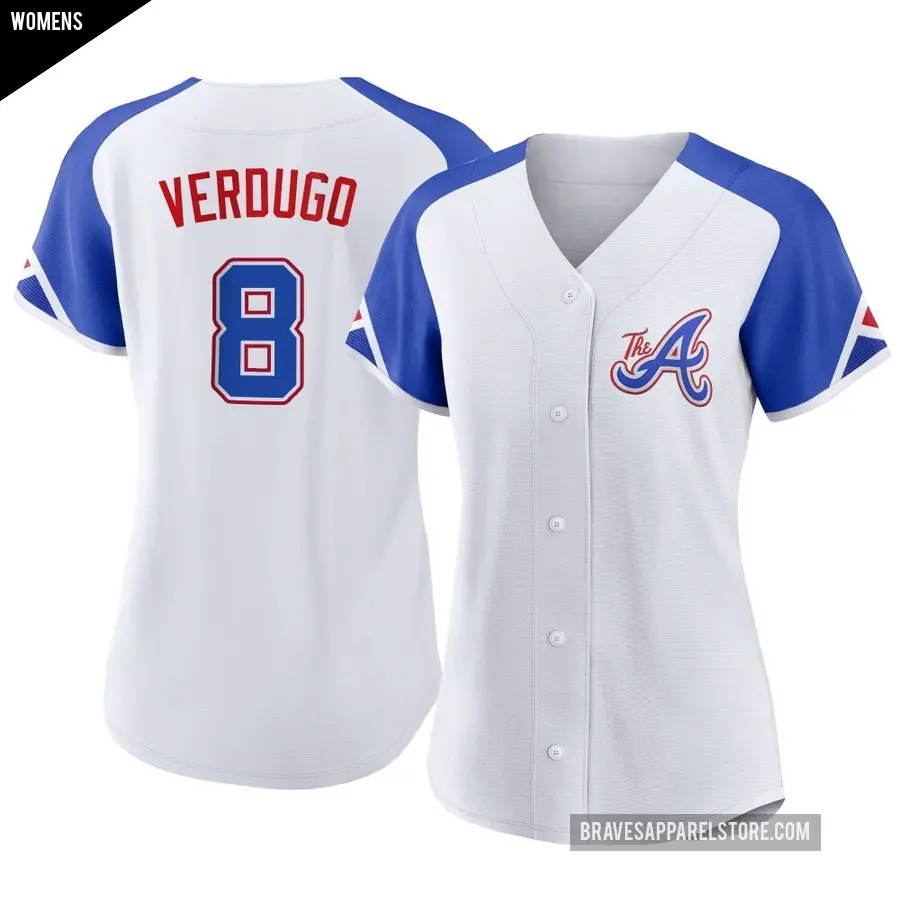 Women's Atlanta Braves ＃8 Alex Verdugo Replica White 2023 City Connect Jersey