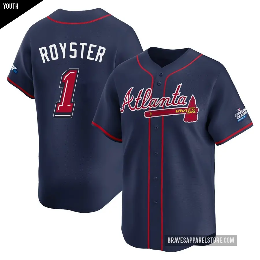Youth Atlanta Braves ＃1 Jerry Royster Limited Navy 2025 Speedway Classic Alternate Jersey