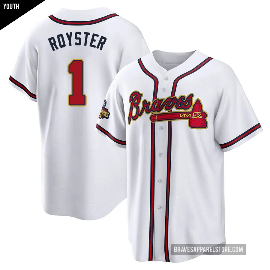 Youth Atlanta Braves ＃1 Jerry Royster Replica Gold White 2022 Program Jersey