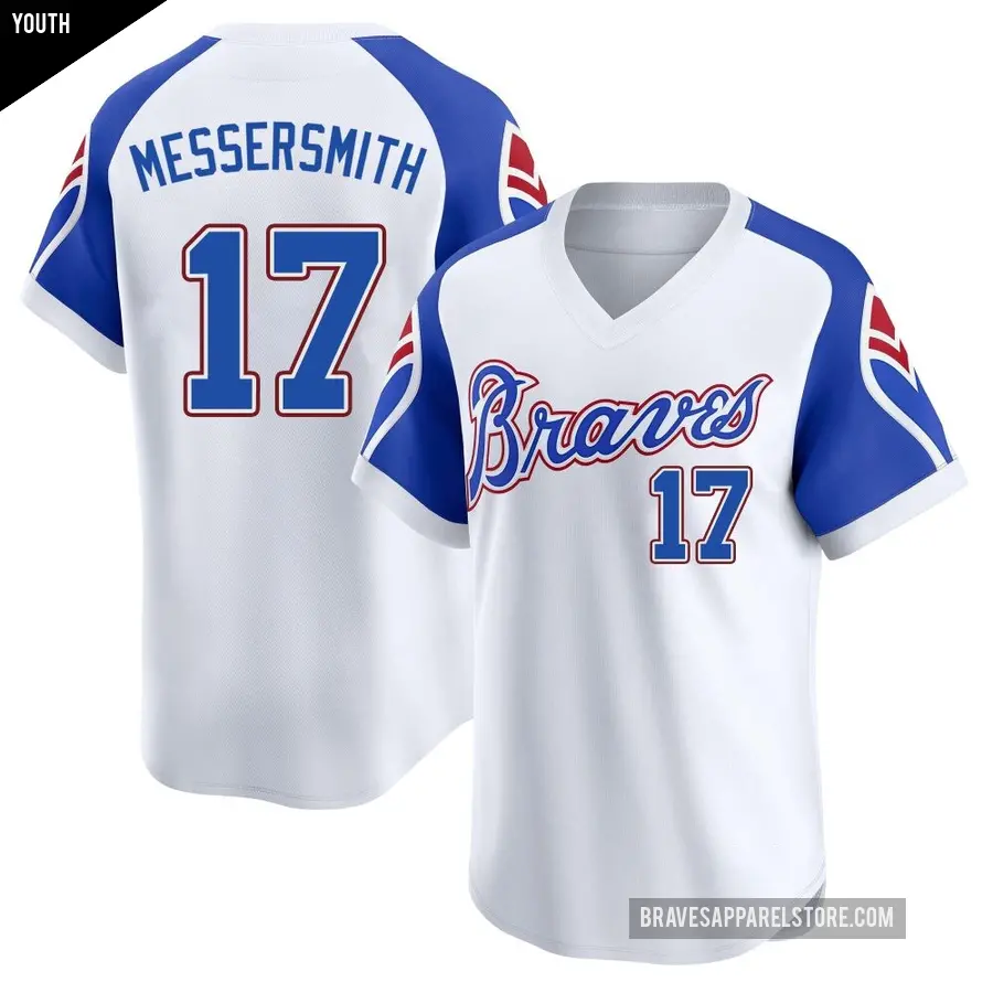 Youth Atlanta Braves ＃17 Andy Messersmith Limited White Throwback Cooperstown Collection Jersey