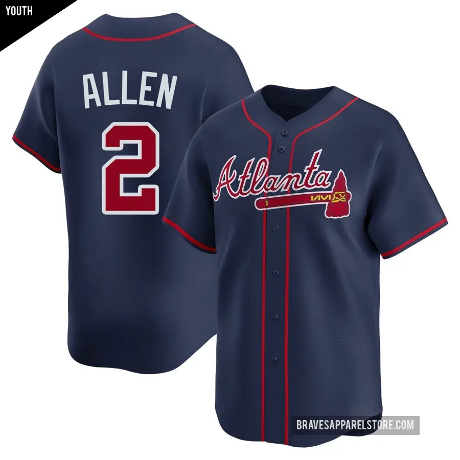 Youth Atlanta Braves ＃2 Nick Allen Limited Navy Alternate Jersey