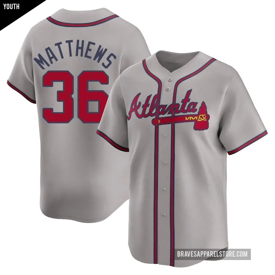 Youth Atlanta Braves ＃36 Gary Matthews Limited Gray Away Jersey