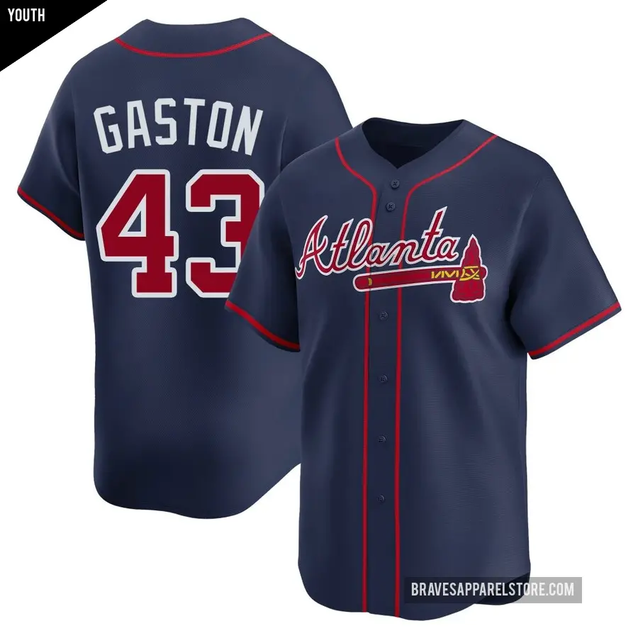 Youth Atlanta Braves ＃43 Cito Gaston Limited Navy Alternate Jersey
