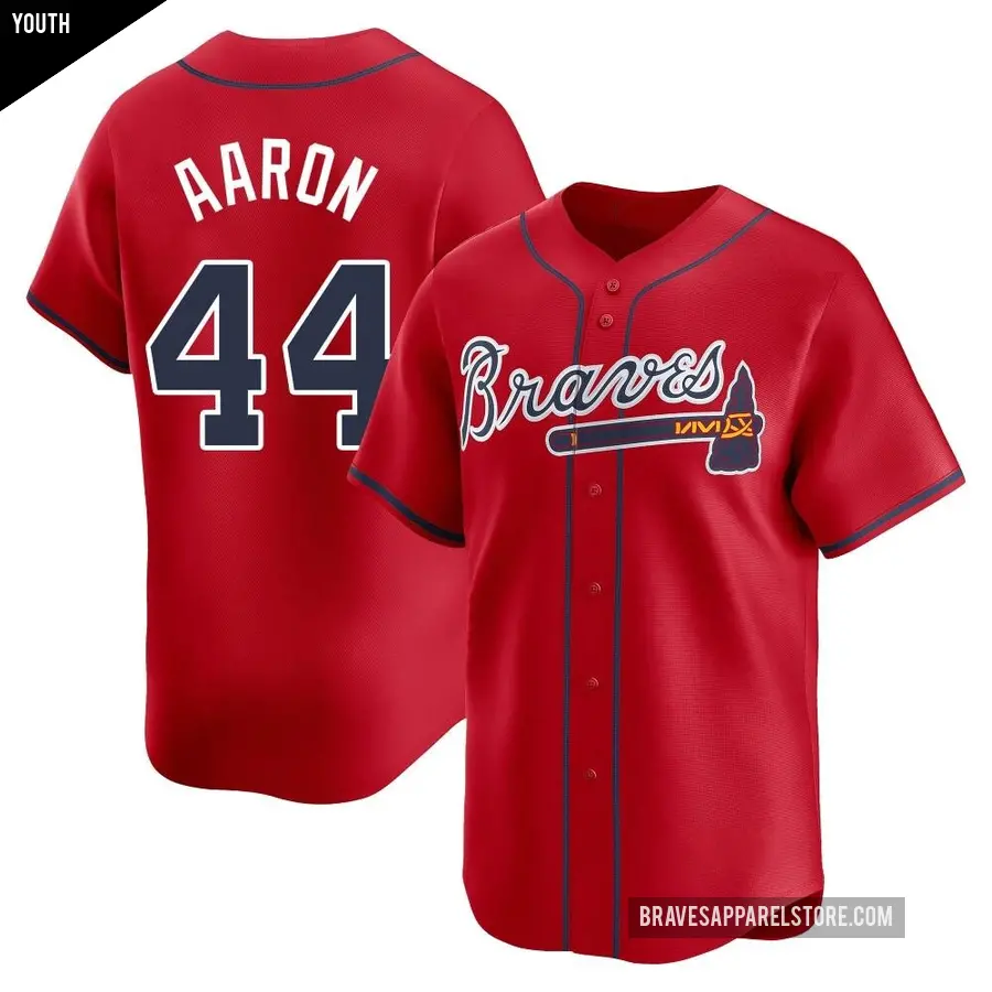 Youth Atlanta Braves ＃44 Hank Aaron Limited Red Alternate Jersey