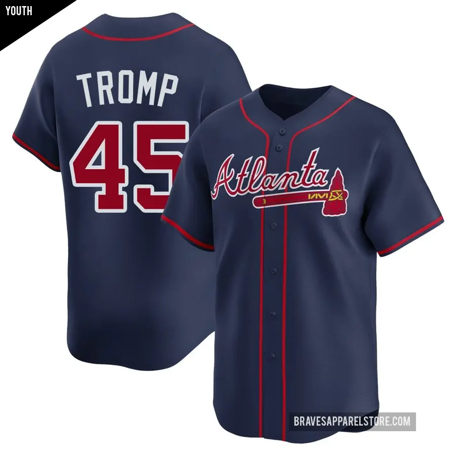 Youth Atlanta Braves ＃45 Chadwick Tromp Limited Navy Alternate Jersey