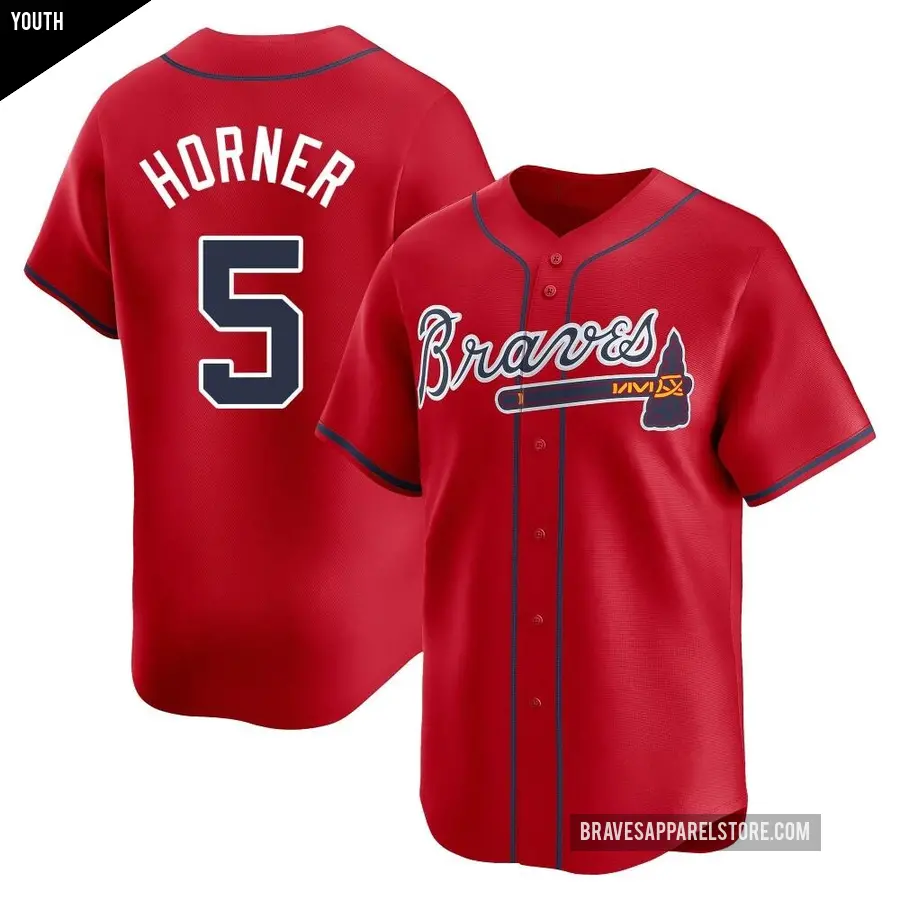 Youth Atlanta Braves ＃5 Bob Horner Limited Red Alternate Jersey