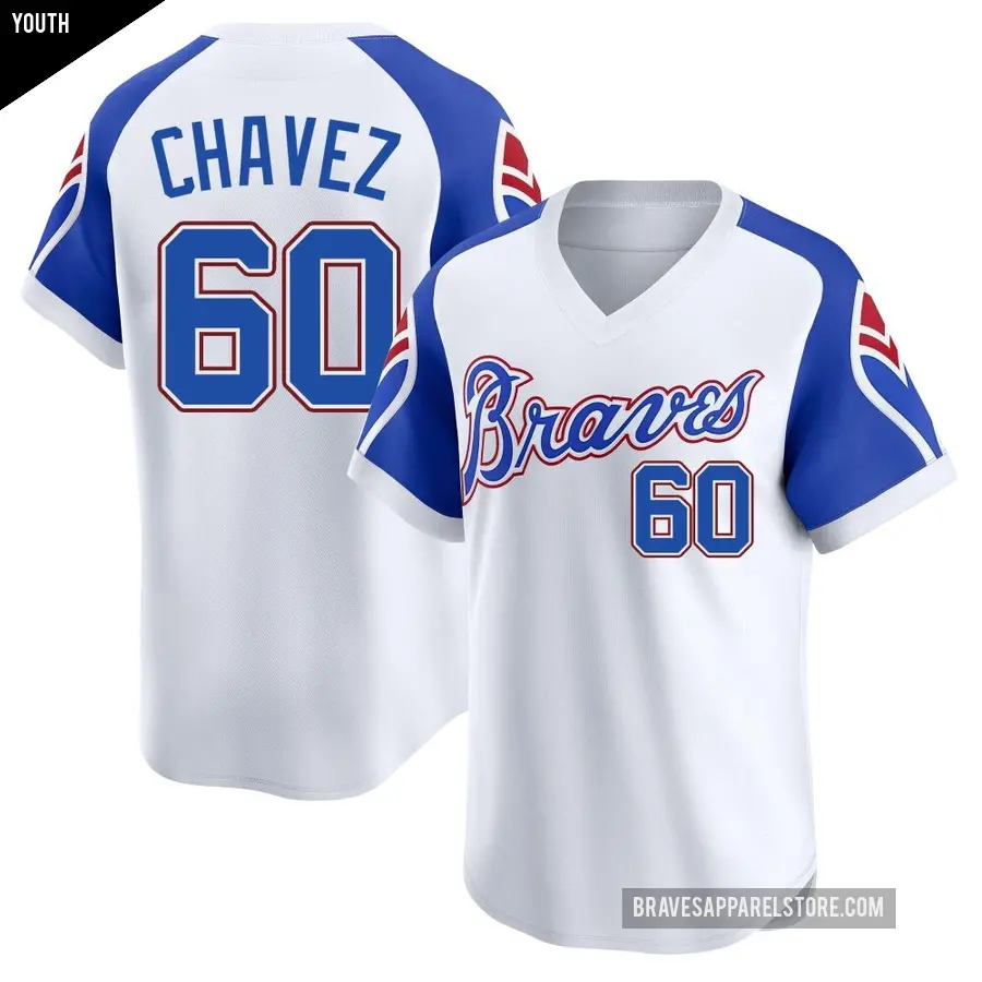 Youth Atlanta Braves ＃60 Jesse Chavez Limited White Throwback Cooperstown Collection Jersey