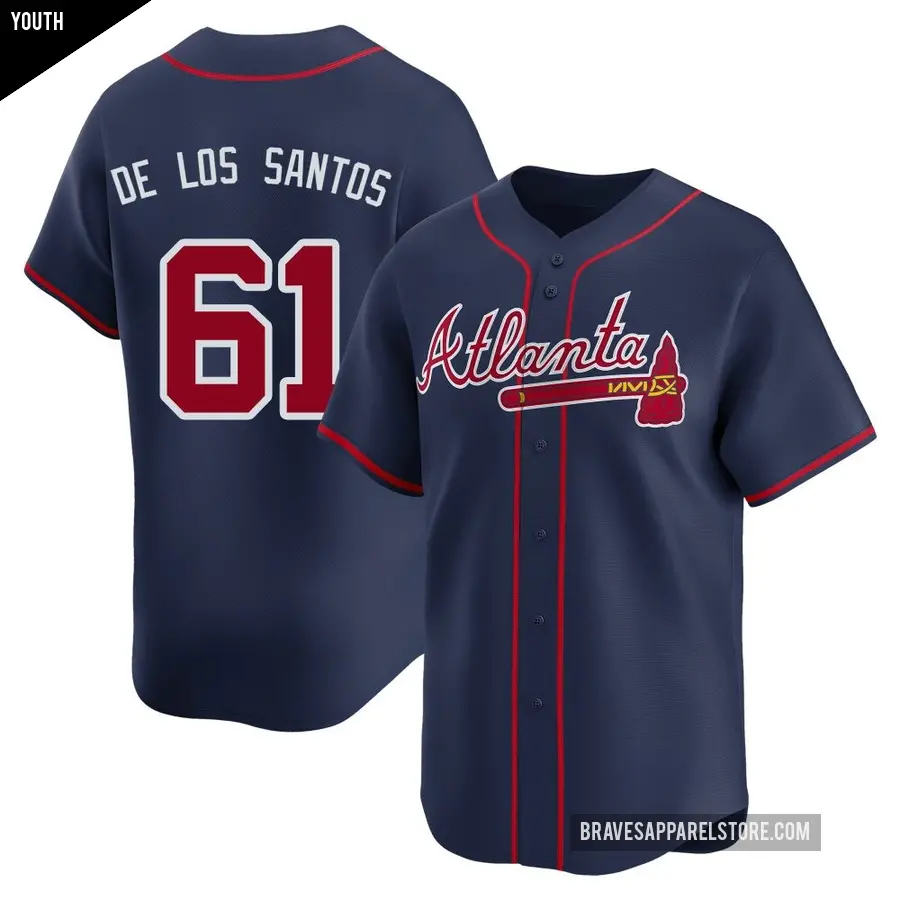 Youth Atlanta Braves ＃61 Enyel De Los Santos Limited Navy Alternate Jersey