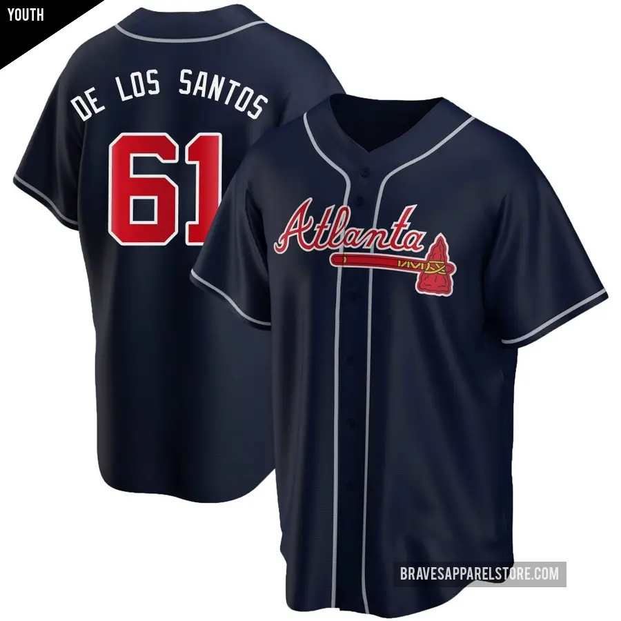 Youth Atlanta Braves ＃61 Enyel De Los Santos Replica Navy Alternate Jersey