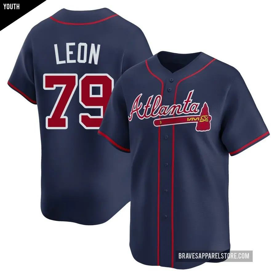 Youth Atlanta Braves ＃79 Sandy Leon Limited Navy Alternate Jersey