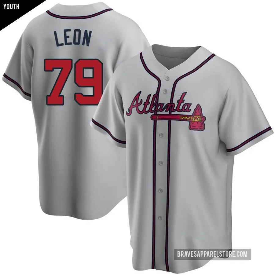 Youth Atlanta Braves ＃79 Sandy Leon Replica Gray Road Jersey